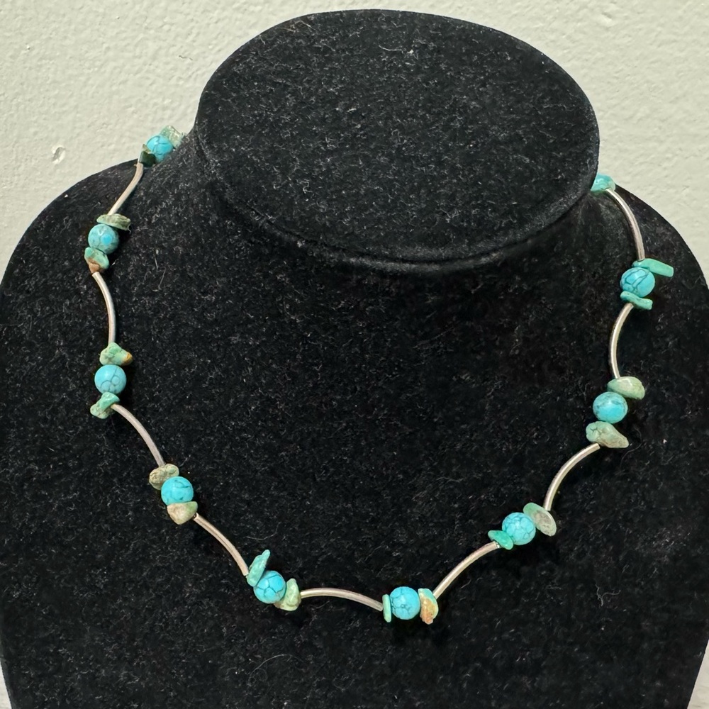 Turquoise and Sterling silver vintage necklace